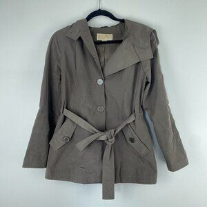 Michael Michael Kors Women's Trench Rain Coat Size S Petite Olive Green Belted